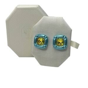 Swarovski Dulcis stud earrings Cushion cut, Blue